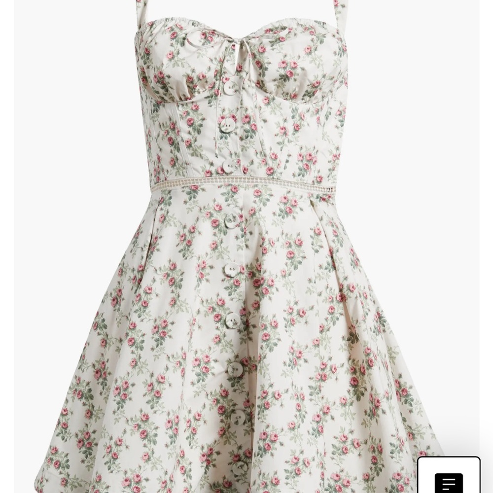 NWT XS House of CB Calista Cocktail Dress Corset Sun in Trailing Roses Cream